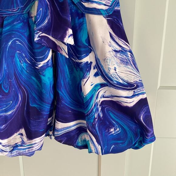Samuel Dong Blue Purple Swirl Bubble Dress sz XS - Picture 6 of 7